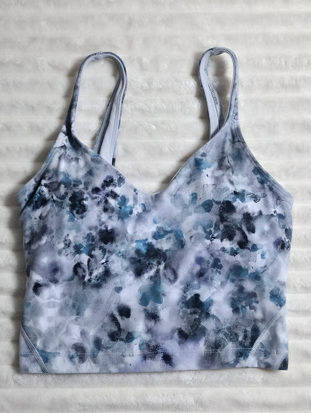 Lululemon Floral Watercolor Print Crop Top Size 2, Blue, Green, Gray, Align Tank